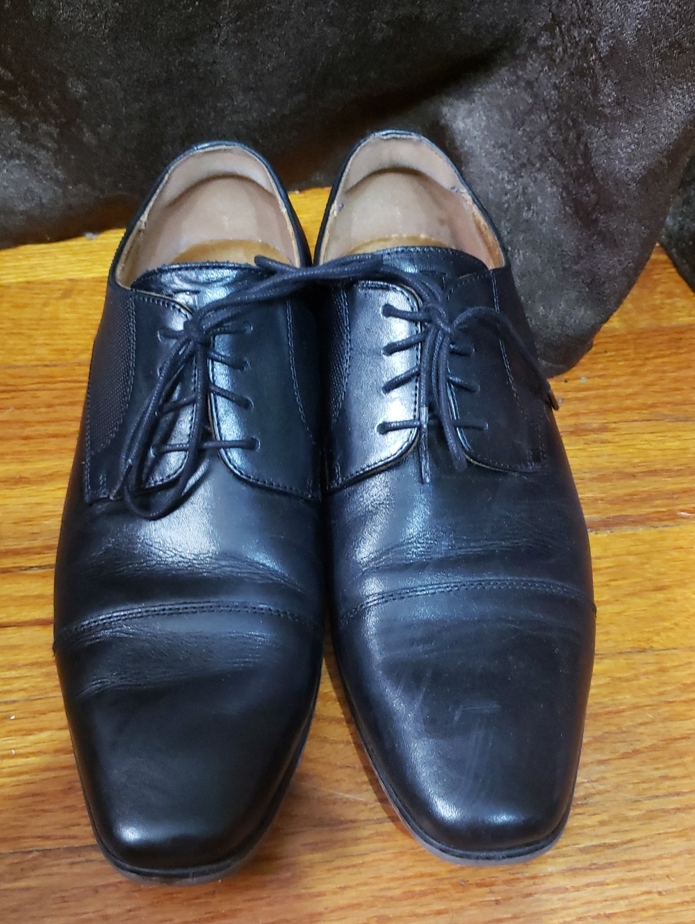 Forshein Classic Black Leather Men’s Lace-Up Dress Shoes 8.5. Upper Balance